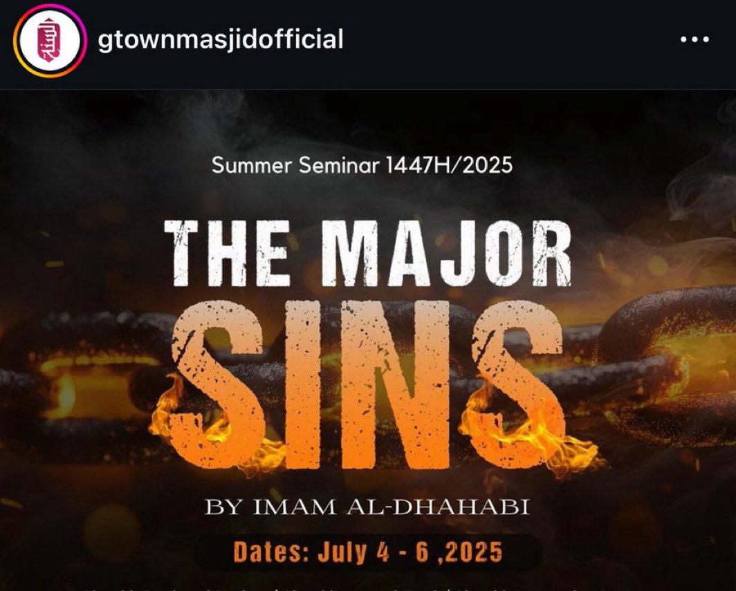 Abu al-Hasan Malik Al-Akhdar (@ibnakhdar) on Twitter photo At a time when sins are not only widespread but openly publicized, this year’s conference at <a href="/GtownMasjid/">Germantown Masjid</a> is more important than ever. We encourage all who are able to attend. And for those who cannot be there in person, we advise you to listen to the broadcast.
May Allah reward At a time when sins are not only widespread but openly publicized, this year’s conference at <a href="/GtownMasjid/">Germantown Masjid</a> is more important than ever. We encourage all who are able to attend. And for those who cannot be there in person, we advise you to listen to the broadcast.
May Allah reward