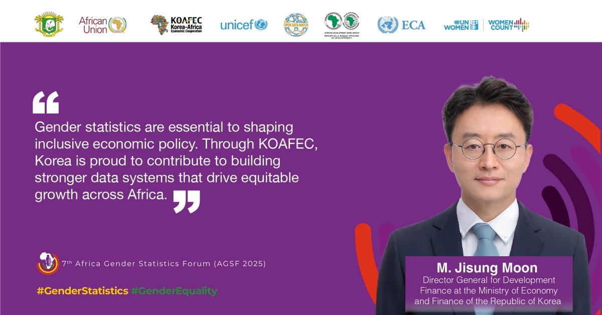 AfDB_Group's tweet photo. Thanks to #KOAFEC support, #AGSF2025 is building momentum for gender data systems that work for women and girls across Africa. When we invest in data, we invest in equality. #DataForEquality #Beijing30 https://t.co/cvCWmeVNxH