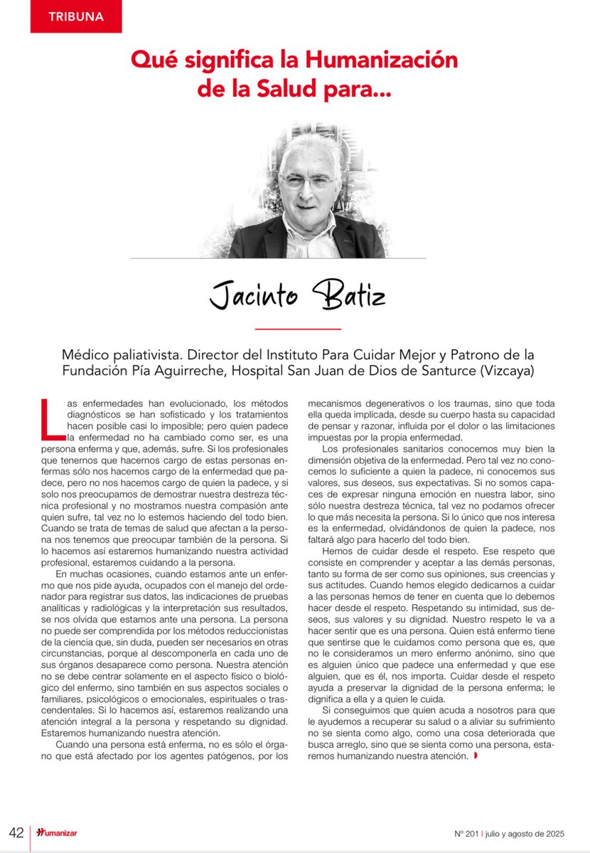 Jacinto Bátiz (@jbtiz) on Twitter photo Comparto esta tribuna en la que reflexiono cómo cuidar a la persona. <a href="/Hospital_SJDS/">Hospital San Juan de Dios de Santurtzi</a> Ha sido publicada en la Revista Humanizar de @Centro de Humanización de la Salud. #revistahumanizar #saludpsicoemocional Comparto esta tribuna en la que reflexiono cómo cuidar a la persona. <a href="/Hospital_SJDS/">Hospital San Juan de Dios de Santurtzi</a> Ha sido publicada en la Revista Humanizar de @Centro de Humanización de la Salud. #revistahumanizar #saludpsicoemocional