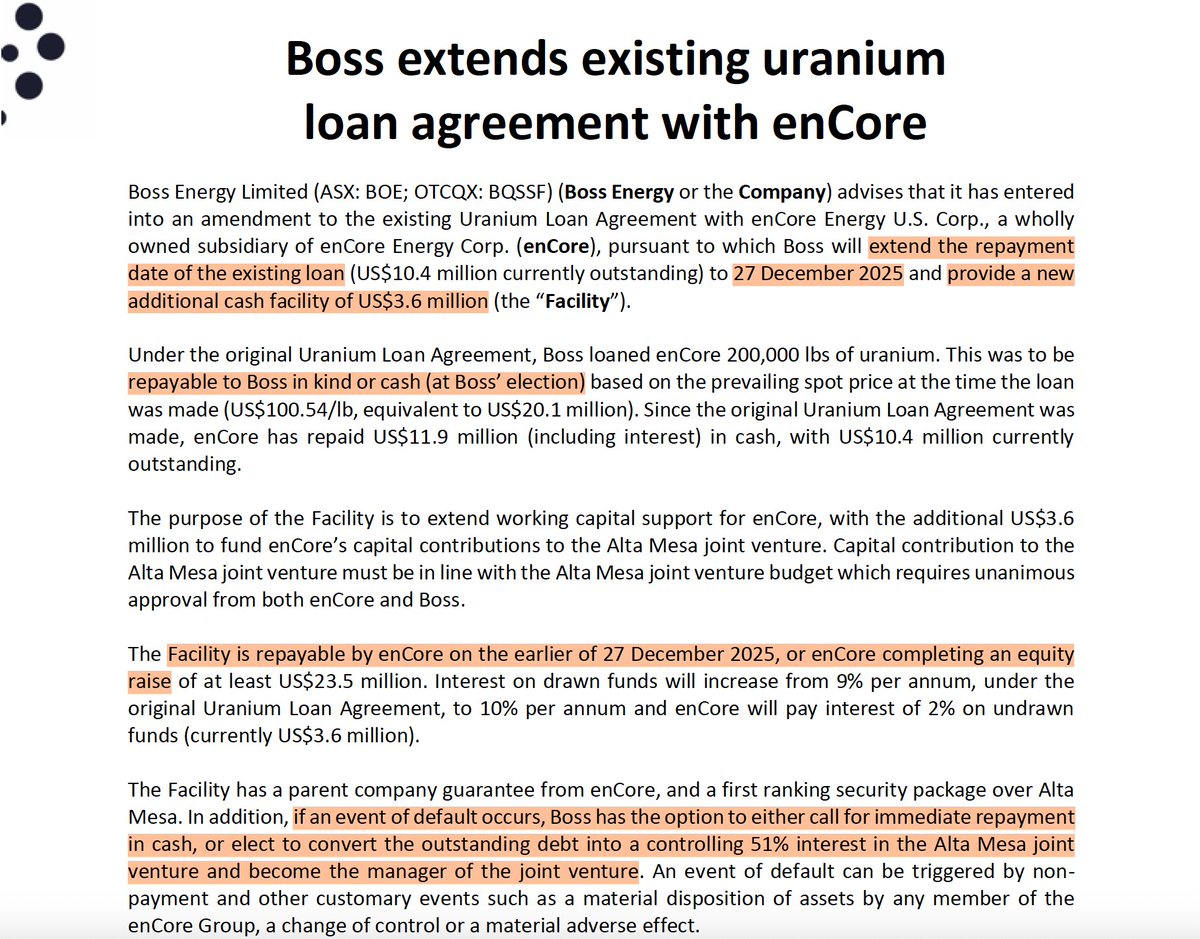 Too many #uranium jnrs, the time for consolidation is now. 

Whilst $BOE have been building a position in $LAM recently IMO a merger with $EU makes more sense.

BOE MC: $1.1bil USD
EU MC: 550mil USD

Merged company BOE 2:1 EU. Clear the loan.

🧵