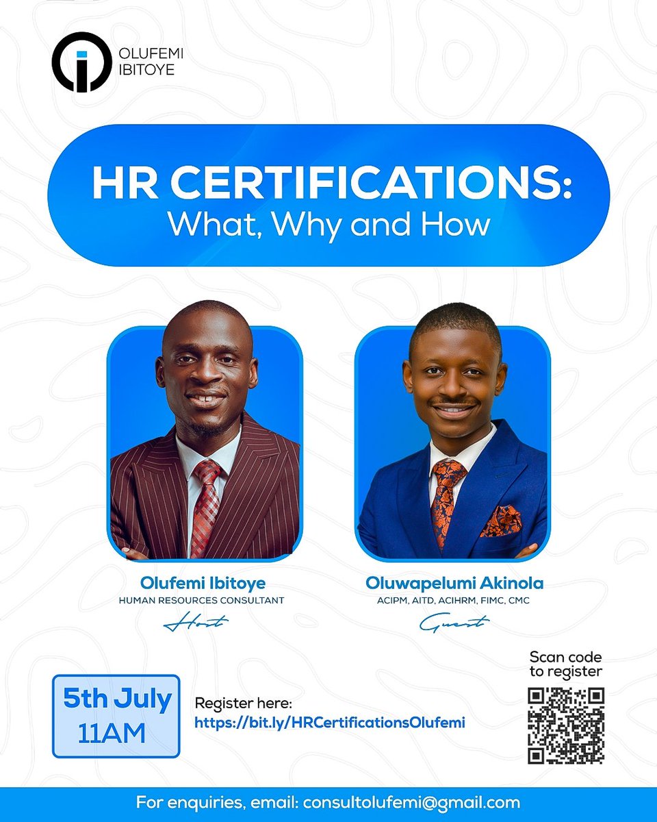 toyeolufemi's tweet photo. 📢 FINAL REMINDER!
Our FREE HR Certification info session holds tomorrow at 11:00 AM (WAT).

We’ll cover:
✅ Key HR certifications (aPHRi, PHRi, SPHRi, GPHR)
✅ Why they matter for your career
✅ How to choose the right one
 
Register here:
👉 https://t.co/hR3jq6LirV https://t.co/4Doua5o3Tg
