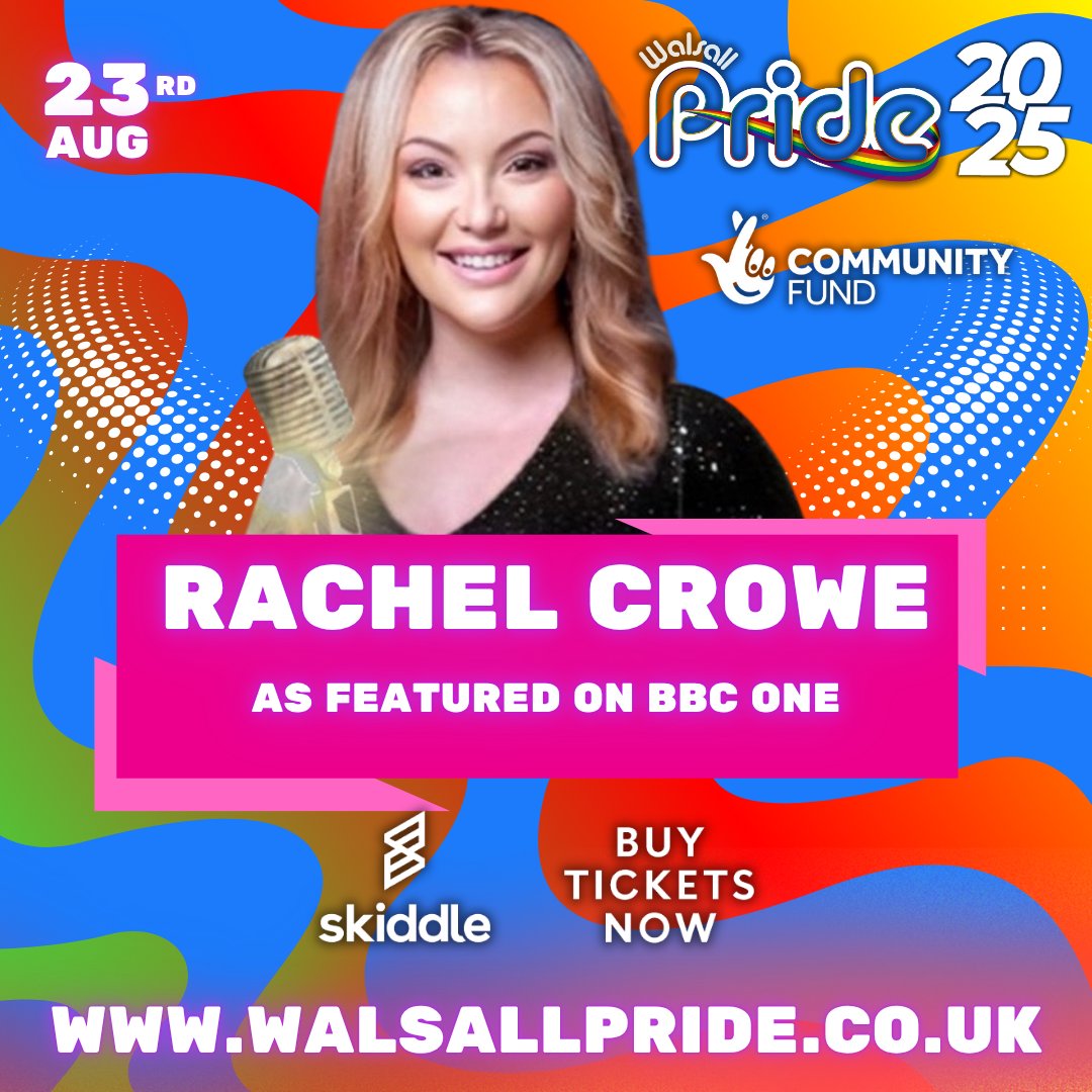 📷📷 MAIN STAGE ANNOUNCEMENT 📷📷
We’re beyond excited to welcome the incredibly talented Rachel Crowe  to the Walsall Pride 2025 Main Stage! 📷📷 #RachelCrowe #walsallpride #Walsallpridefestival #gayfestival #gaywestmidlands #pridewestmidlands
#mainstage #pride2025 #LGBTQ #pride