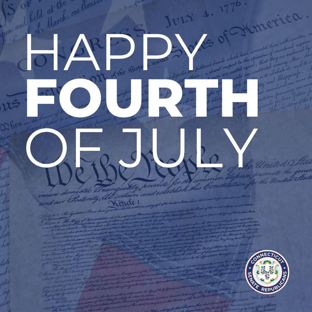 CTSenateGOP's tweet image. Today, we celebrate the birth of our great nation, the freedoms we hold dear, and the brave people who've defended them. As you gather with family and friends, take a moment to reflect on the strength, resilience, and unity that define the American spirit. Happy Fourth of July!