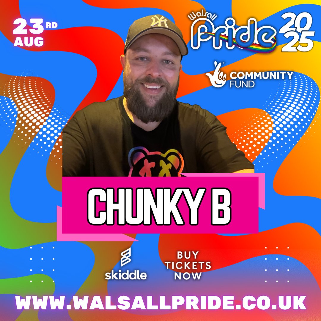 🎧💥 DANCE ARENA ANNOUNCEMENT! 💥🎧
Brace yourselves, Walsall—DJ <a href="/chunkybuk/">Chunky B</a>  is hitting the Dance Arena at Walsall Pride 2025! 🌈🔥

🗓️ Saturday 23rd August
📍 Dance Arena, Walsall Pride
🎟️ Tickets → walsallpride.co.uk

#walsall #walsallpride #walsallpride25 #lgbt #festival