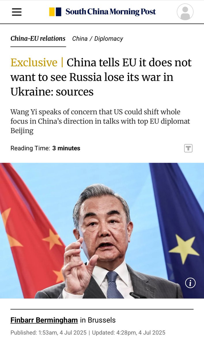 While Trump Adm in essence dropped even minimalist goal of “Prevent UA from losing&amp;prevent RU from winning” adopted by Biden Adm, China supports RU so Kremlin has enough resources to sustain combat without putting any constraints on larger Kremlin goals of subjugating Ukraine.