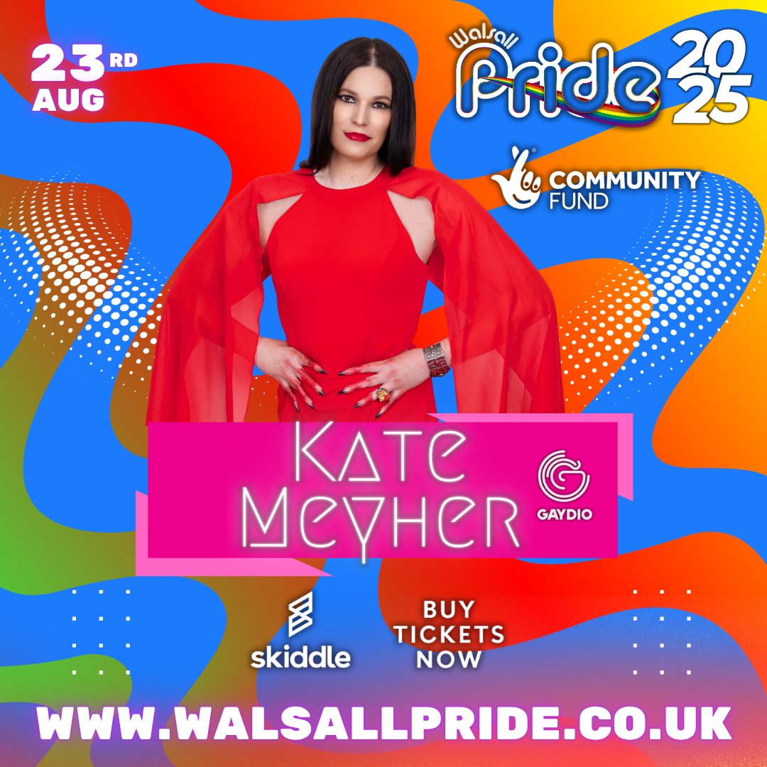 🎧💥DANCE ARENA ANNOUNCEMENT! 💥🎧
Get ready to RAVE under the rainbow! 🌈🔥
We’re buzzing to welcome DJ <a href="/kateMeyher/">Kate Meyher</a>  of <a href="/Gaydio/">Gaydio</a>  Radio to the Walsall Pride Dance Arena 2025!

🎟️ Tickets → walsallpride.org

#WalsallPride #Walsall #GayFestival #walsallpride #lgbt #pride