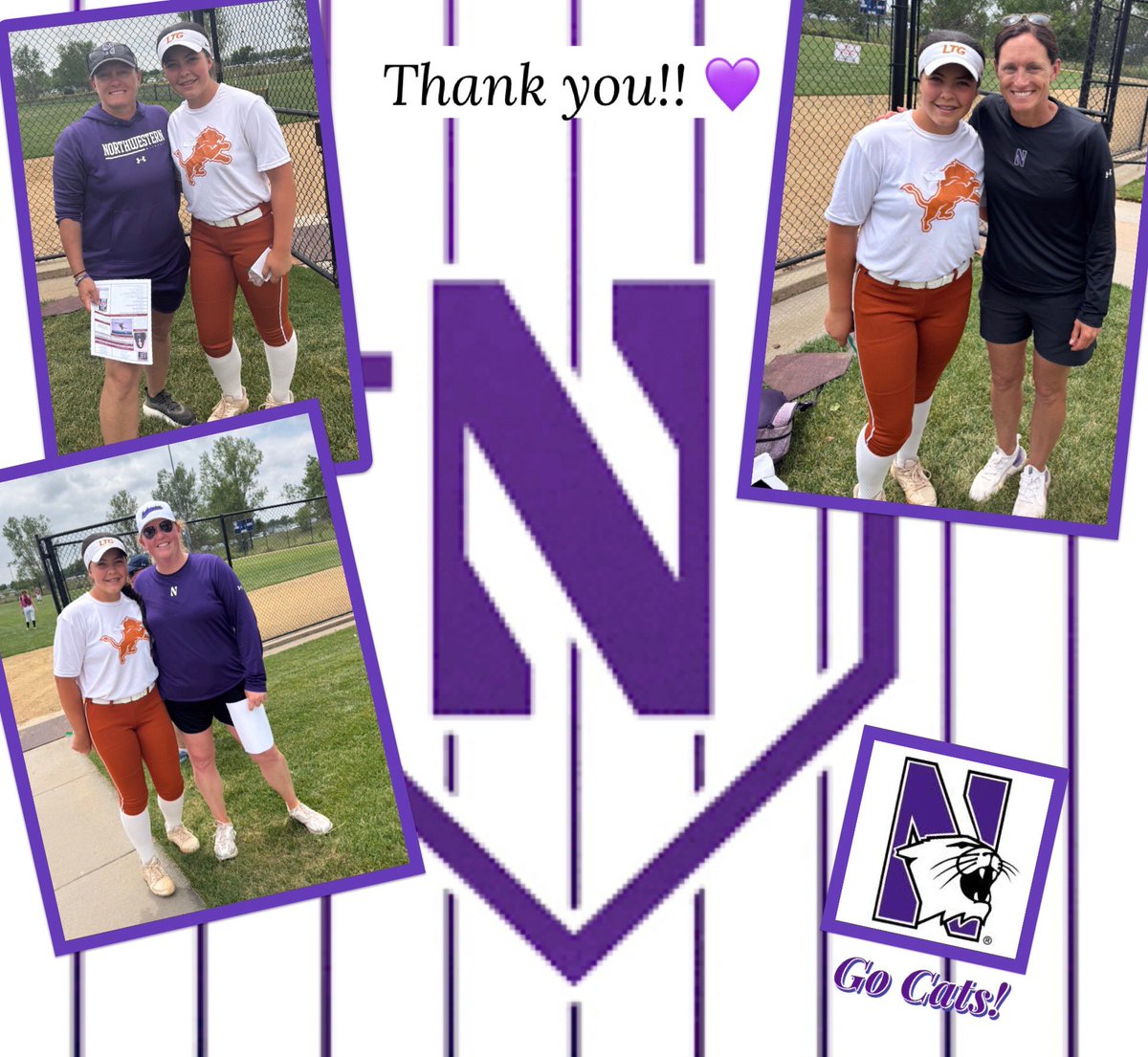 LTGCarda2026's tweet photo. Thank you Northwestern for hosting a great camp for our RHP/2027 two way player! @katedrohan #smartball Go Cats!! https://t.co/U3heSJvu2G