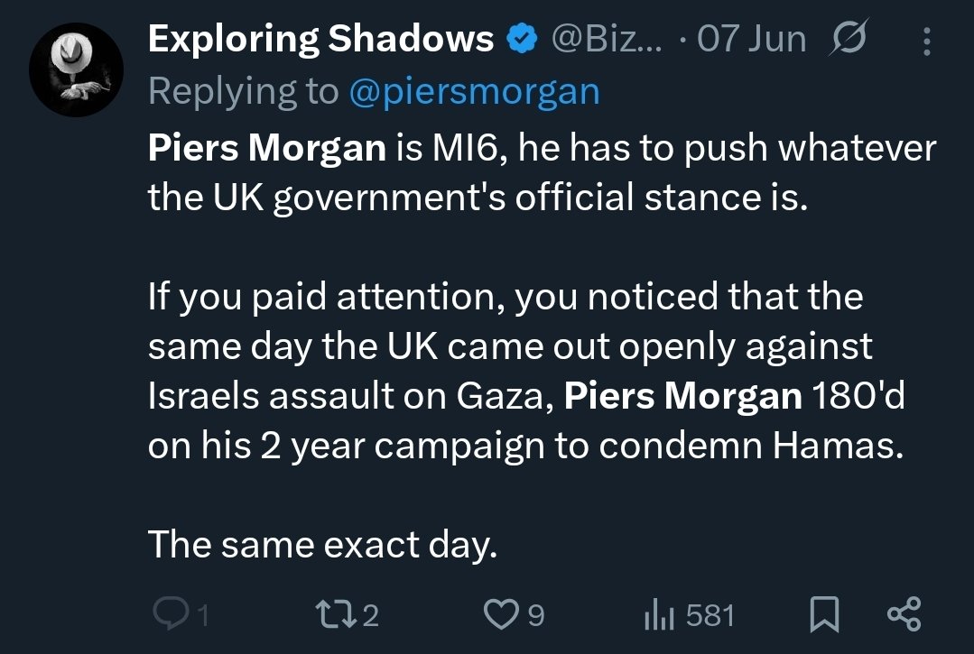 strictsum's tweet photo. @PiersUncensored @piersmorgan @owenjonesjourno So you really are MI6?

There's no other reason to block this guy for his post unless he's right.

Odd thing to do Piers

Although you probably didn't do it personally, someone on your team must've felt threatened or something

Weird

Why else would you block him for this post? https://t.co/pmJfLu3equ