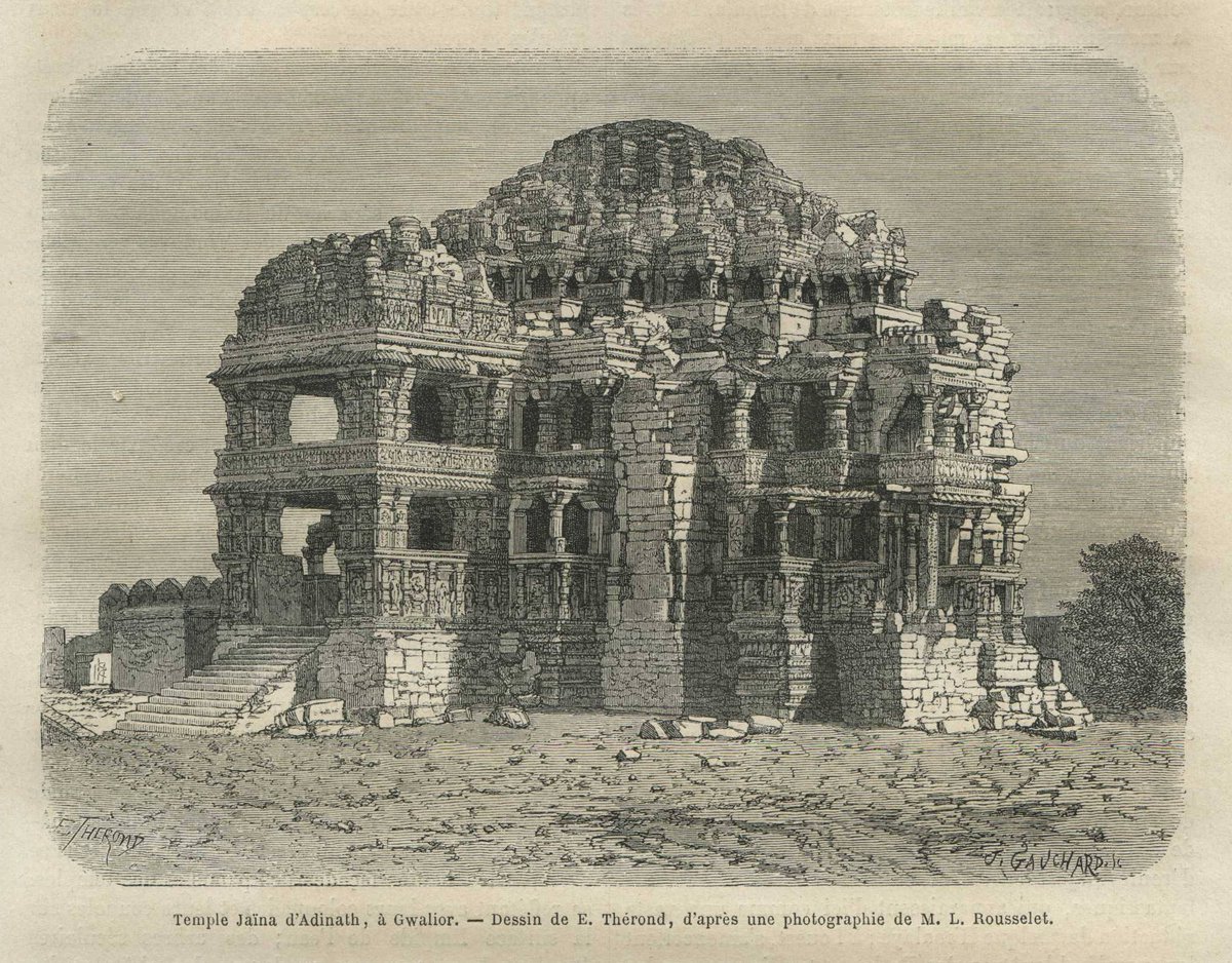 Jain_Itihaas's tweet photo. जिसे आज ग्वालियर किले में सास बहू मंदिर के नाम से जाना जाता है, उसे 1870 से 1880 के दशक तक अंग्रेज़ फ़ोटोग्राफ़र आदि द्वारा आदिनाथ का जैन मंदिर कहा जाता था और उस समय यह जैन मंदिर के रूप में ही प्रसिद्ध था 

1) drawing by E. Therond, from 'Le Tour du Monde', 1872 

#Jainism https://t.co/MRpNeLa7Yx