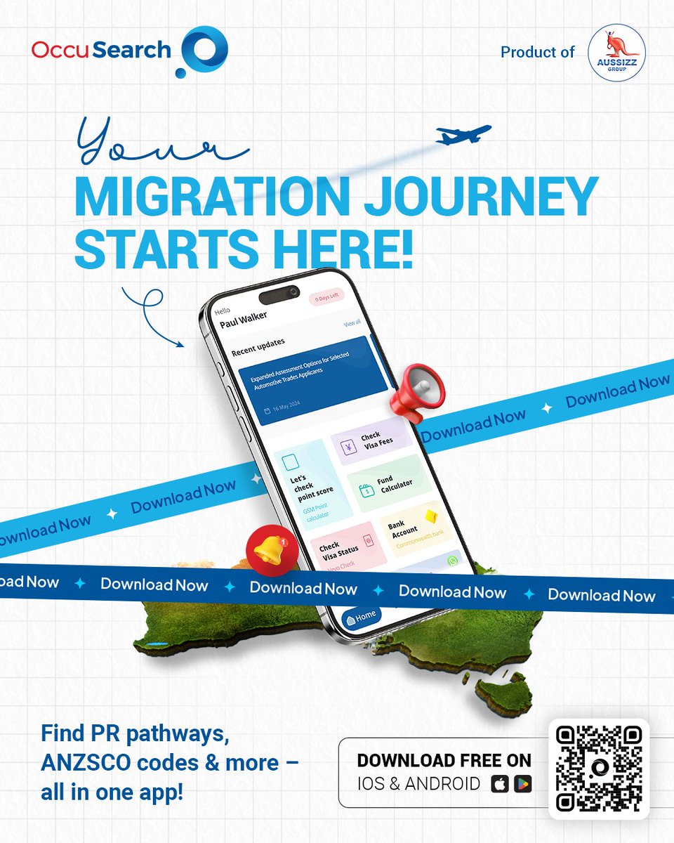 aussizz's tweet image. Navigating Australia’s skilled migration process can be overwhelming, but not with 𝐎𝐜𝐜𝐮𝐒𝐞𝐚𝐫𝐜𝐡.

𝐃𝐨𝐰𝐧𝐥𝐨𝐚𝐝 𝐟𝐨𝐫 𝐟𝐫𝐞𝐞 𝐨𝐧 𝐢𝐎𝐒 &amp;amp; 𝐀𝐧𝐝𝐫𝐨𝐢𝐝 𝐧𝐨𝐰 :
lnkblz.co/occusearch

#Aussizzgroup #OccuSearch #MigrationMadeSimple #SkilledMigration #PRPathways