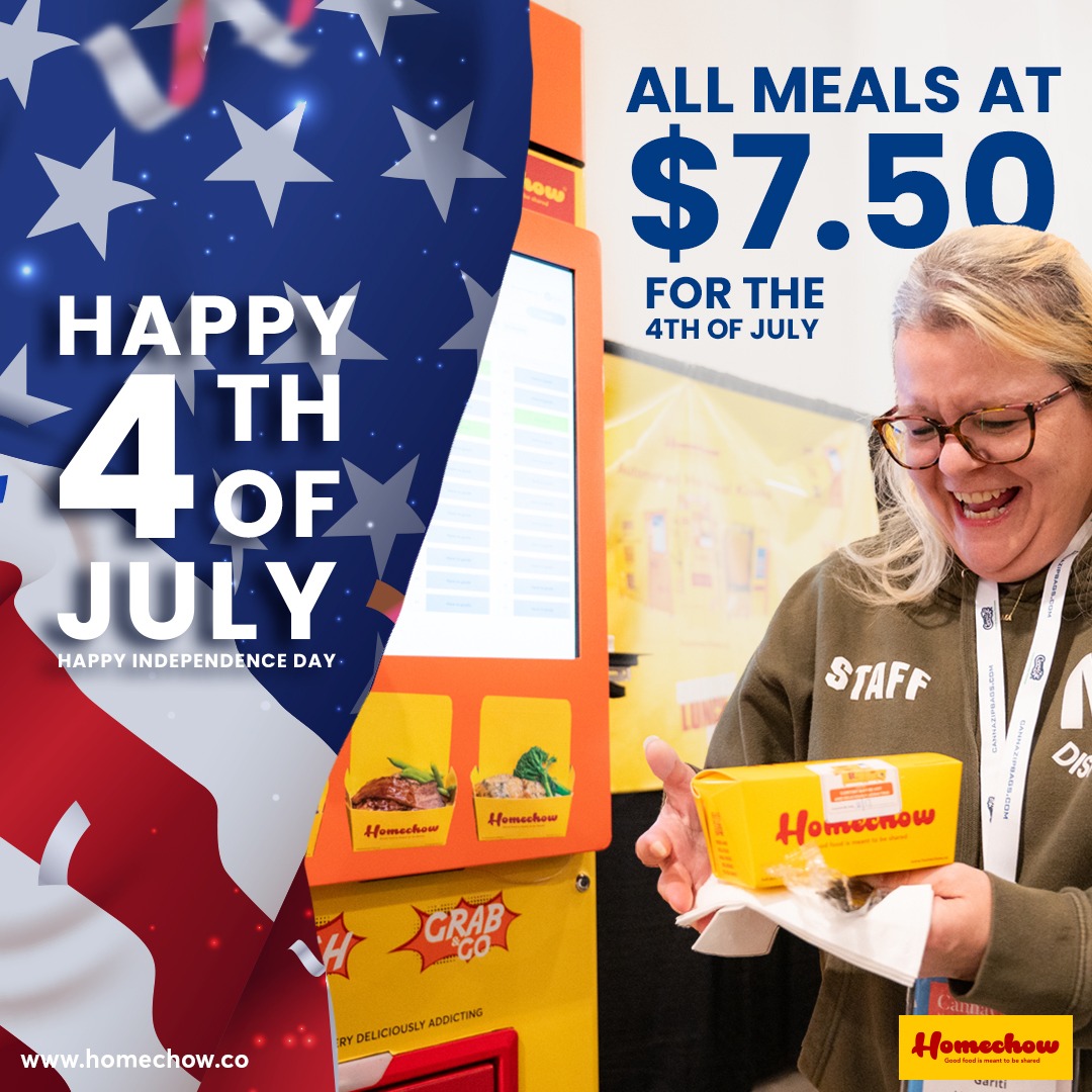 Today is the day America gets lit... on flavor.🔥🇺🇸
Fireworks? Nice.
Freedom? Essential.
$7.50 meals from Homechow? Founding Fathers would approve.

Celebrate like it’s 1776 but with great food.
#Homechow #4thofJuly #IndependenceDay #4th