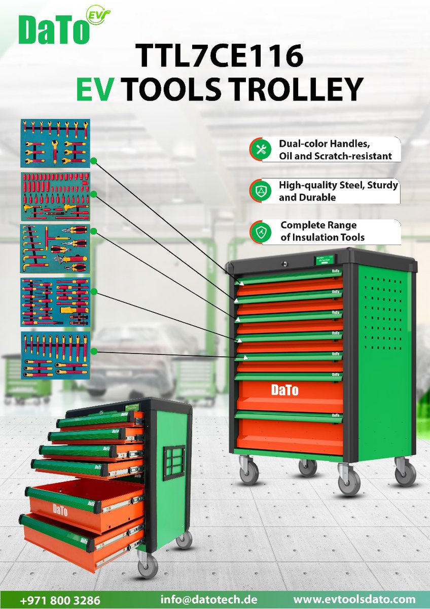 datotechie's tweet photo. New Arrival Alert! 🛠️
The DaTo EV Tools Trolley is here!
✔️ Heavy-duty design
✔️ Lockable drawers
✔️ Workshop-ready mobility
✔️ Built for EV garages
📞 +971 800 3286 | https://t.co/1xDLJL2Xn0
#DaToTech #EVTools #WorkshopTrolley #AutoCare #ToolStorage https://t.co/BhvrU88ULm
