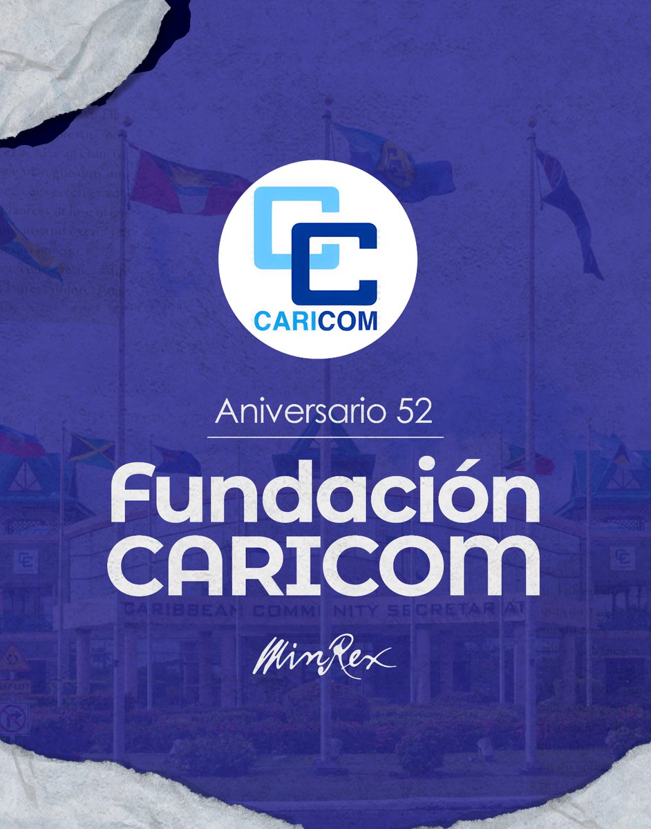 Enviamos calurosas felicitaciones a los gobiernos y pueblos de las hermanas naciones del Caribe, con motivo del aniversario 52 de la fundación de #CARICOM.

Reafirmamos invariable solidaridad de #Cuba con región y voluntad de continuar cooperando en beneficio de nuestros pueblos.
