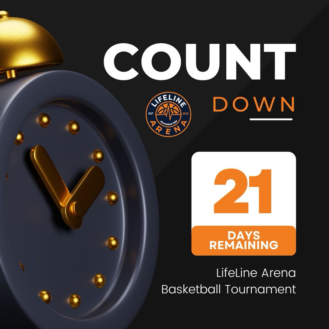 The countdown is on!
Just a few days to the Lifeline Basketball Tournament — jerseys ready, teams fired up, and the court is calling!

🔥 Let’s ball, connect &amp; make history.
#Countdown #LifelineArena #NoExcuses #TournamentMode