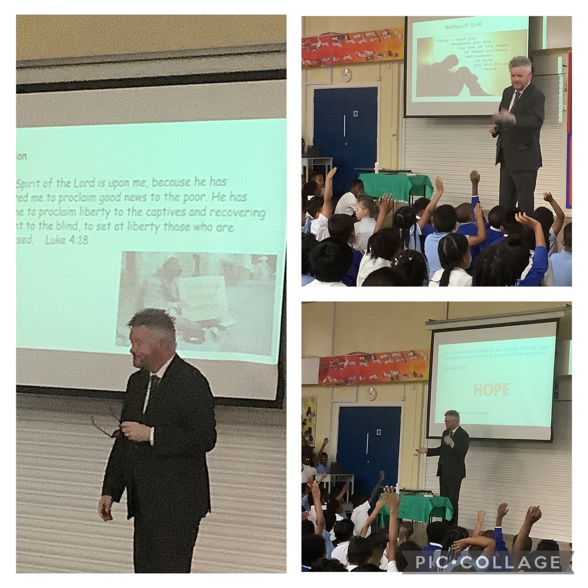 ChadPrimary's tweet image. Mr. Paine started our #JubileePledgeDay with a celebration of the Word, reflecting on how Catholic Social Teaching connects to our pledge. We’re inspired to live as pilgrims of hope, bringing justice, compassion, and care to the world. ✨🙏 #PilgrimsOfHope @CAFODSchools