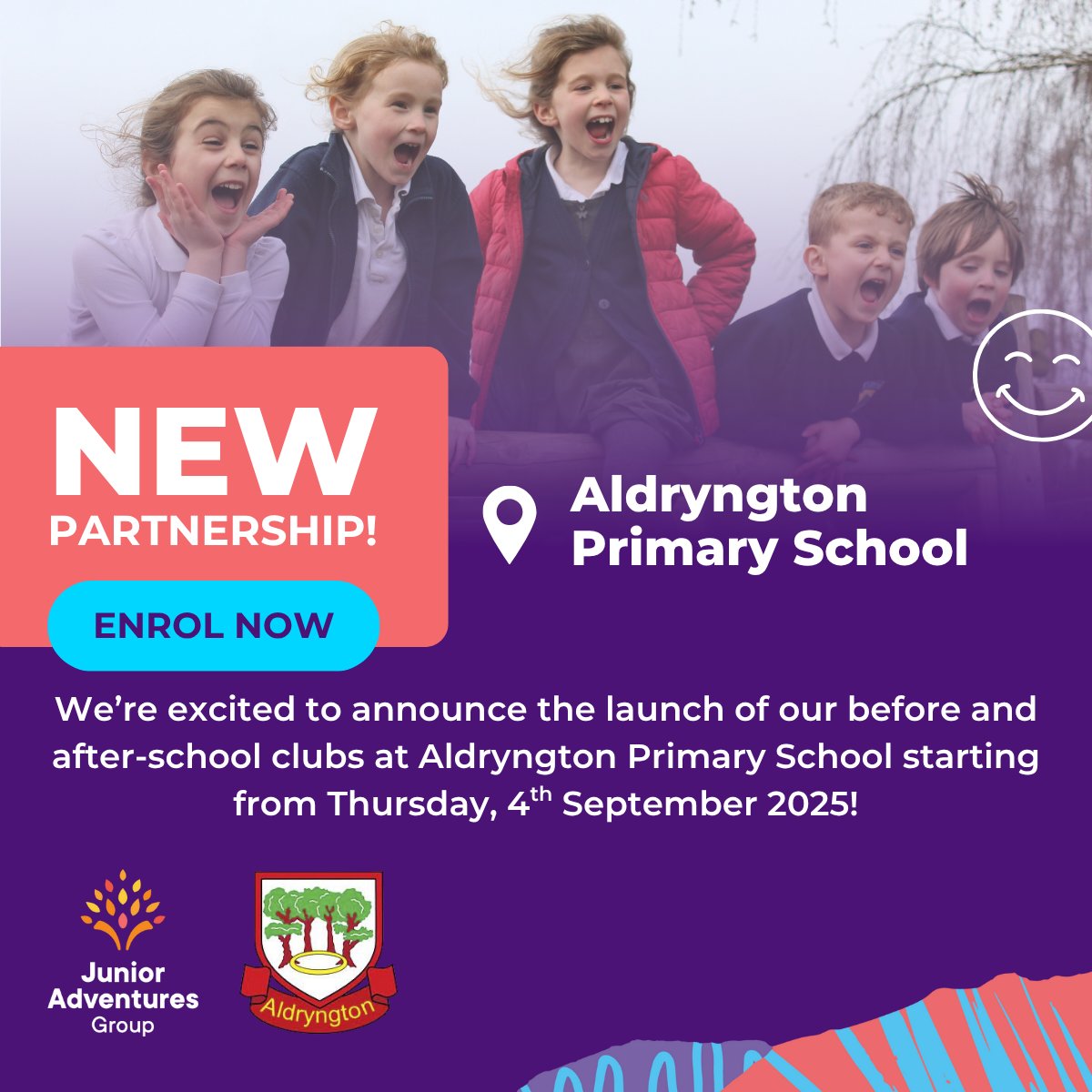 We're excited to be delivering our Rise then Shine and Stay and Play clubs at <a href="/aldryngton/">Aldryngton Primary</a> every day throughout the academic year starting from Thursday, 4th September!

Find out more and enrol today at  junioradventuresgroup.co.uk/find-us/aldryn… 

Claim a free session using code TRYALDRYNGTON