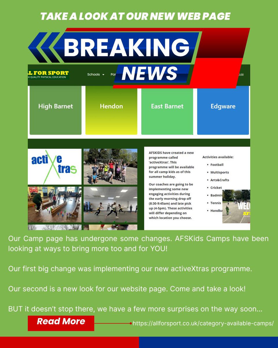 AFSCamps's tweet image. Look at Our New Web Page and Book for Summer Camps TODAY!! ⚽️🏏🎨🏅