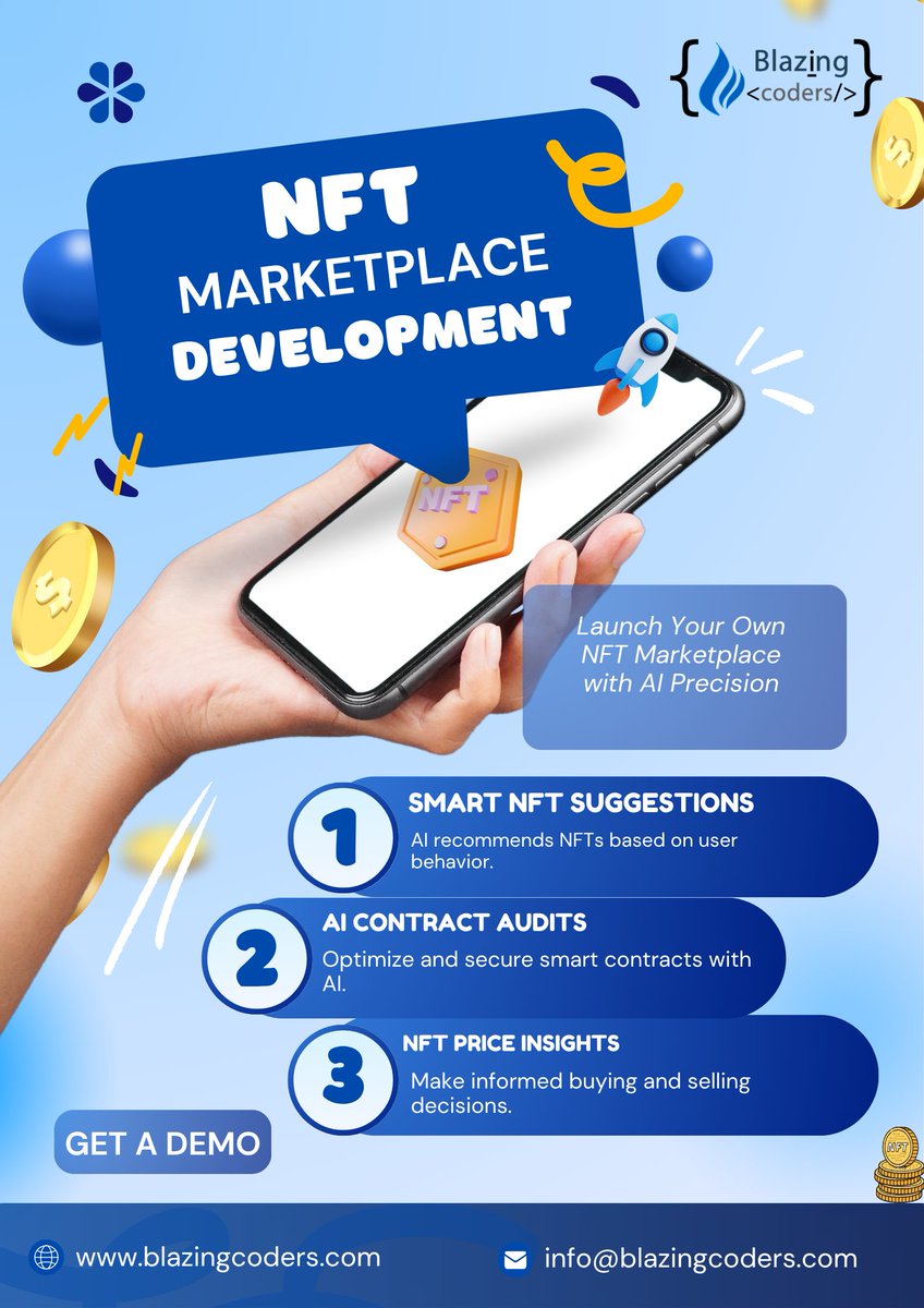 blazingcoders1's tweet image. 🚀 Launch Your Own AI-Powered #NFT Marketplace!
🌐 blazingcoders.com
📧 info@blazingcoders.com

#Blazingcoders #NFTMarketplaceDevelopment #AIinNFT #Web3Solutions #CryptoPlatform #SmartContract #BlockchainDevelopment #NFTBusiness #CryptoApps #NFTCommunity