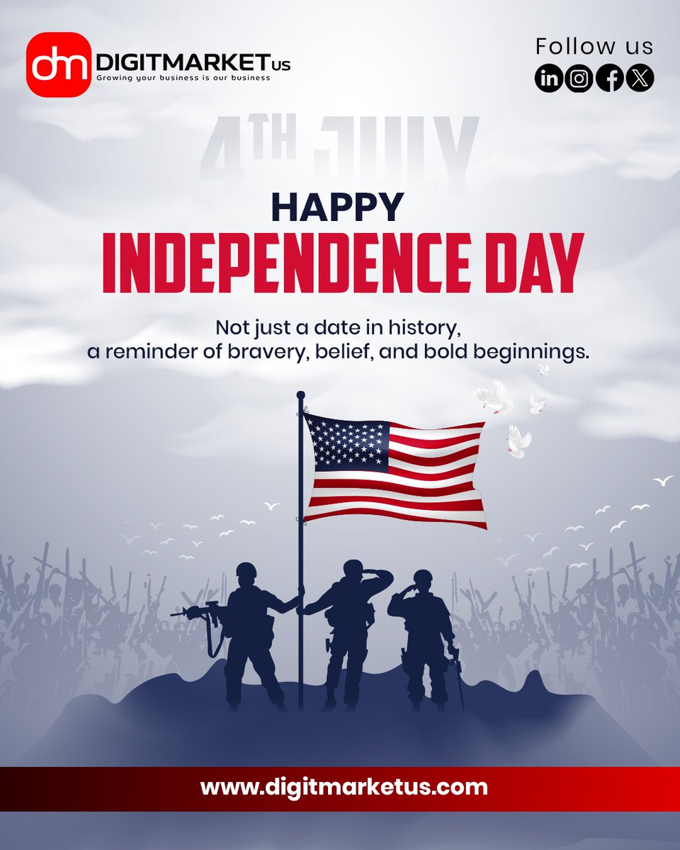 digitmarketus's tweet image. Happy Independence Day!
Independence Day is a reminder that bravery and belief lead to bold beginnings. Here's to businesses that stand tall and grow with confidence.

#digitmarketus #dmus #marketingwithai #independenceday #brandgrowth #USA