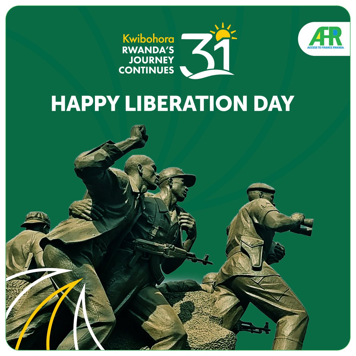 AFRwanda's tweet image. Happy Liberation Day #Rwanda!
Today, we honor the heroes whose sacrifice laid the foundation for a united nation.
We celebrate 31 years since the start of a new chapter of unity, resilience, and renewal.
At AFR, we reflect on how far we've come and remain committed to…