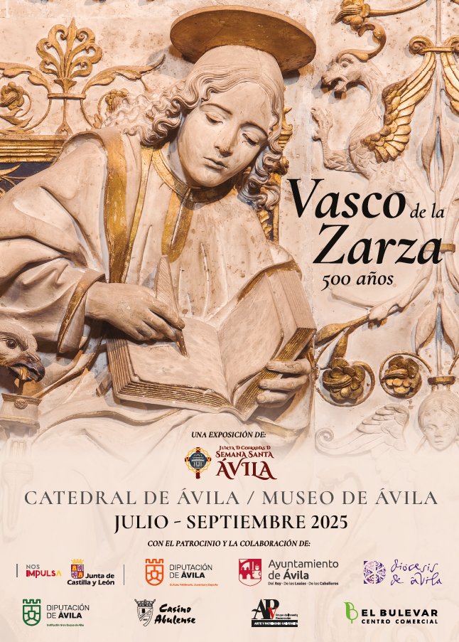 Desde hoy 4 de Julio se puede ir a visitar la exposición Vasco de la Zarza, 500 años en la Catedral de Ávila aquellas personas que estén interesadas en realizar visitas guiadas manden un correo a info@juntasemanasanta-avila.com con 24 horas de antelación.