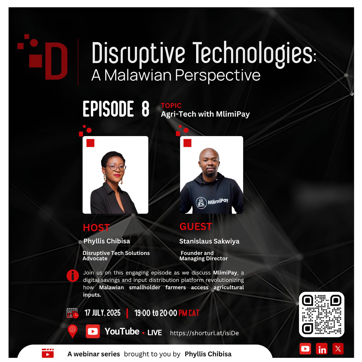 This month I will be hosting <a href="/StaniSakwiya/">Stanislaus Sakwiya</a> on how the award winning <a href="/MlimiPay/">MlimiPay Limited</a> is contributing towards Agri-Tech in Malawi.
Save the date here: calendar.app.google/xTJbbmMMDgbP44…