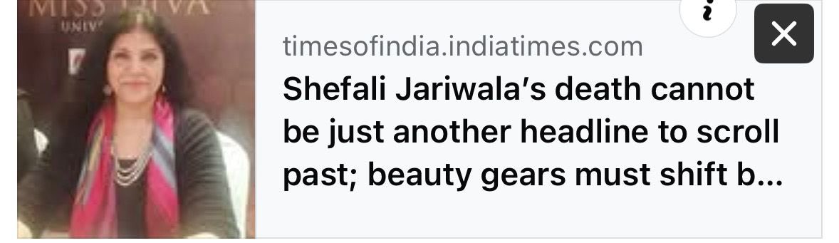 Vinita Dawra Nangia (@vinitanangia) on Twitter photo Shefali Jariwala’s passing is a cultural reckoning! A verdict on this Age, our Society, & the beauty industry, which demands that the natural arc of a young woman’s beauty must be tweaked & preserved in artificial perfection. What does this say of us? - My article in <a href="/TOIOpinion/">TOI Opinion & Blogs</a> Shefali Jariwala’s passing is a cultural reckoning! A verdict on this Age, our Society, & the beauty industry, which demands that the natural arc of a young woman’s beauty must be tweaked & preserved in artificial perfection. What does this say of us? - My article in <a href="/TOIOpinion/">TOI Opinion & Blogs</a>