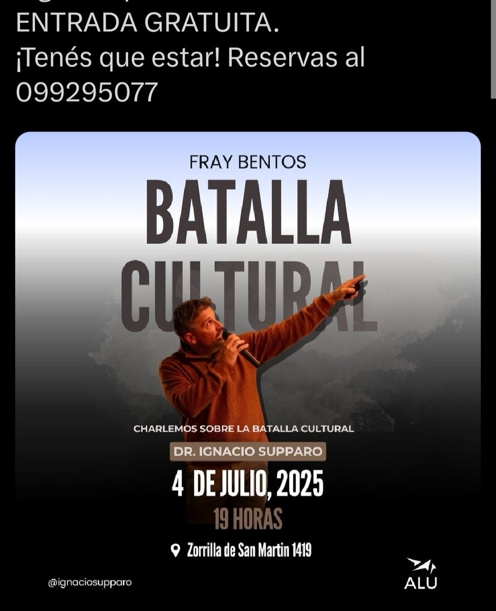 🔥 FRAY BENTOS – HOY

No es una charla más.

Es un llamado a despertar, a entender qué está en juego y por qué la batalla cultural no puede seguir siendo ignorada.

📍 Centro de Protección de Choferes
📅 HOY, 4 de julio
🕖 19:00 horas
📌 Zorrilla de San Martín 1419

Con el Dr.