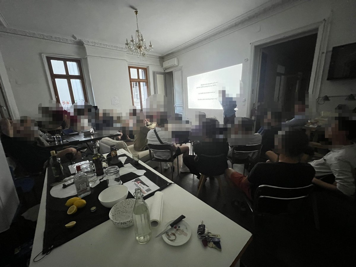 24 personnes présentes pour écouter M. <a href="/LaurentMT/">LaurentMT</a>, ce fut une franche  réussite. 

On se retrouve dans un mois avec <a href="/acidbunny21/">AcidBunny</a> pour parler de #Ark (second.tech)
Ou dans +/- 15 jours pour un meetup informel avec <a href="/AixBitcoin21/">Aix Bitcoin</a>. 
 Bon week-end la tcheam. ⚡