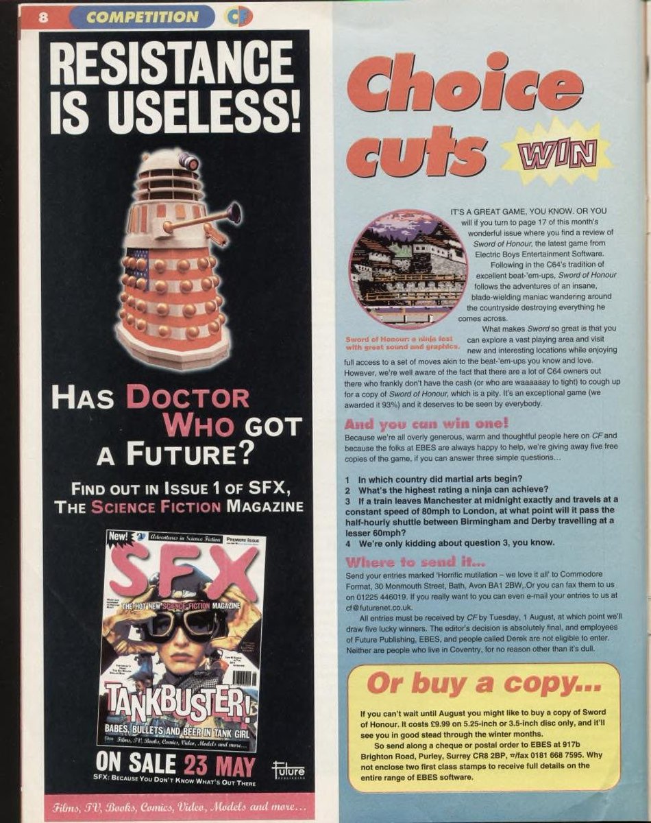 .<a href="/SFXmagazine/">SFX magazine</a> is now 30 years old. It’s been about so long, issue one was advertised in a Commodore 64 magazine. This one’s from May  1995.

“Has Doctor Who got a future?” 🤔
