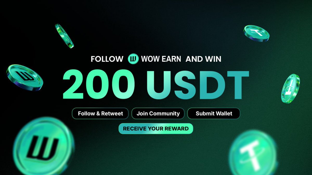 WOW EARN (@wowearneng) on Twitter photo 🎉 Follow WOW EARN to Claim $WOW &USDT!
Complete just 3 simple steps to claim $WOW rewards and enter the USDT lucky draw!
🎆 How to Participate:
1. Follow WOW EARN on Twitter & retweet the campaign post
2. Join the official community
3. Submit your WOW EARN wallet address
4. 🔗 🎉 Follow WOW EARN to Claim $WOW &USDT!
Complete just 3 simple steps to claim $WOW rewards and enter the USDT lucky draw!
🎆 How to Participate:
1. Follow WOW EARN on Twitter & retweet the campaign post
2. Join the official community
3. Submit your WOW EARN wallet address
4. 🔗