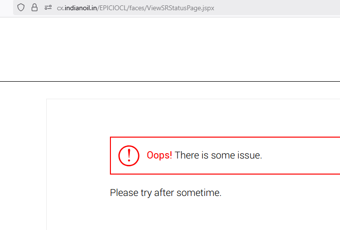 bs_madhu's tweet photo. @IndianOilcl 
Status of your Service Request based on your Mobile Number or Service Request Number is failing https://t.co/i3vcwzMPXe