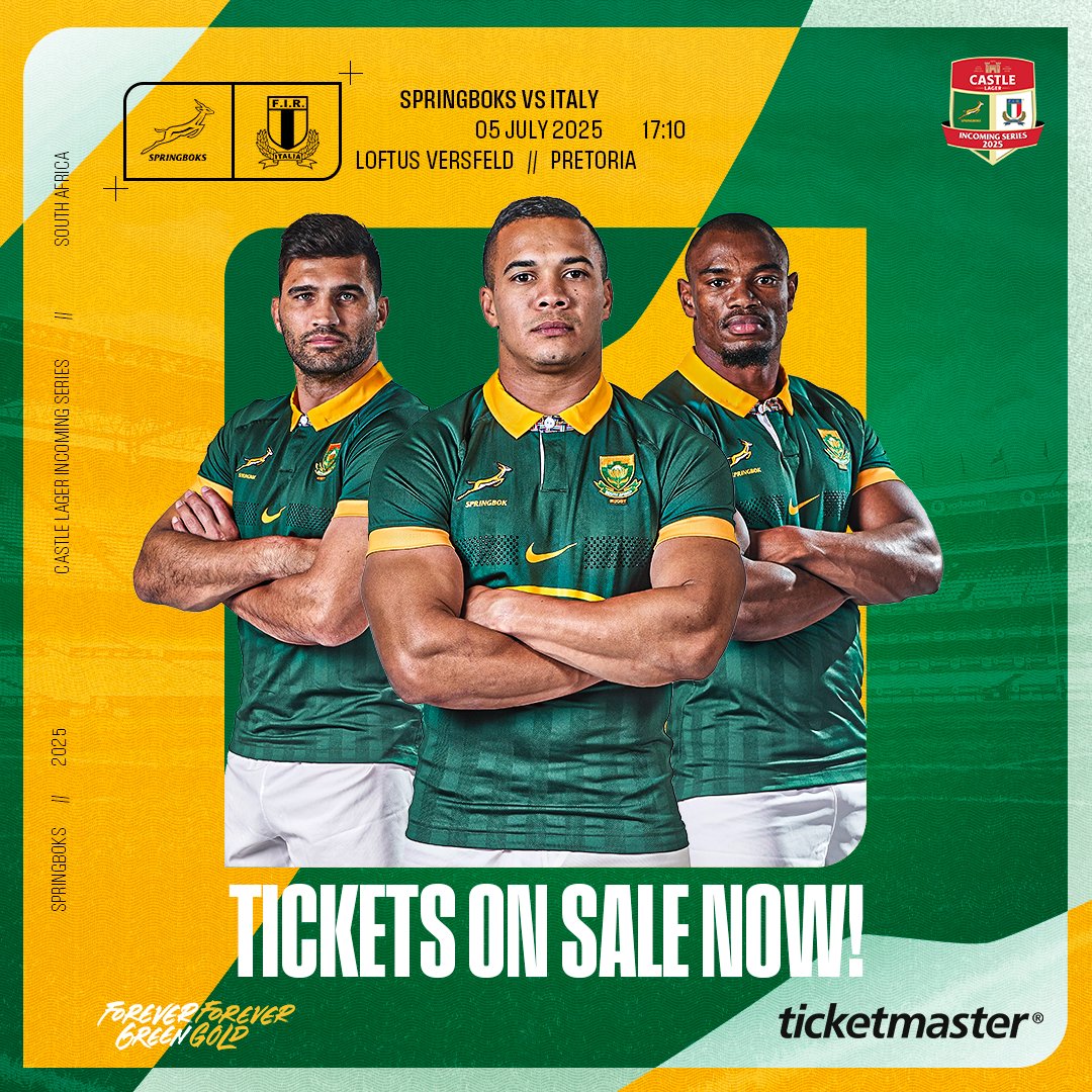 PRETORIA this weekend it's your turn to catch the Springboks vs Italy at the Loftus Versfeld stadium.

Prep your tickets before heading to the stadium for a smooth entry.

More info: ticketmaster.co.za/feature/app/

Haven't got your tickets yet? Book at ticketmaster.co.za.

See you