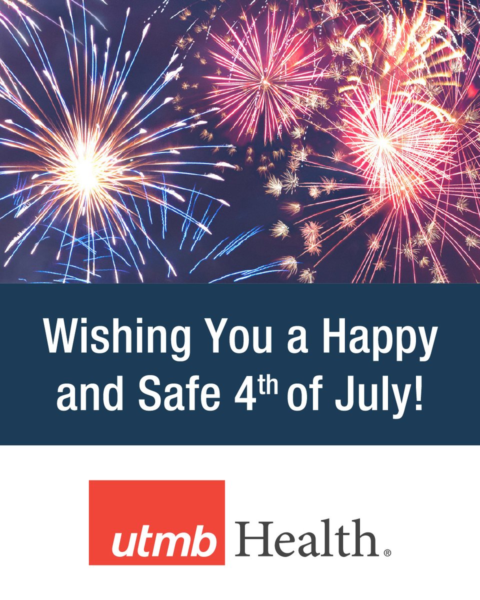 utmbhealth's tweet image. Today @utmbhealth celebrates Independence Day. Schools, business areas, offices, and UTMB’s clinics will close in honor of the holiday. All UTMB Health urgent care clinics will be open noon-6 p.m. To serve our patients, UTMB’s hospitals are open. Visit utmbhealth.com/holiday-hours