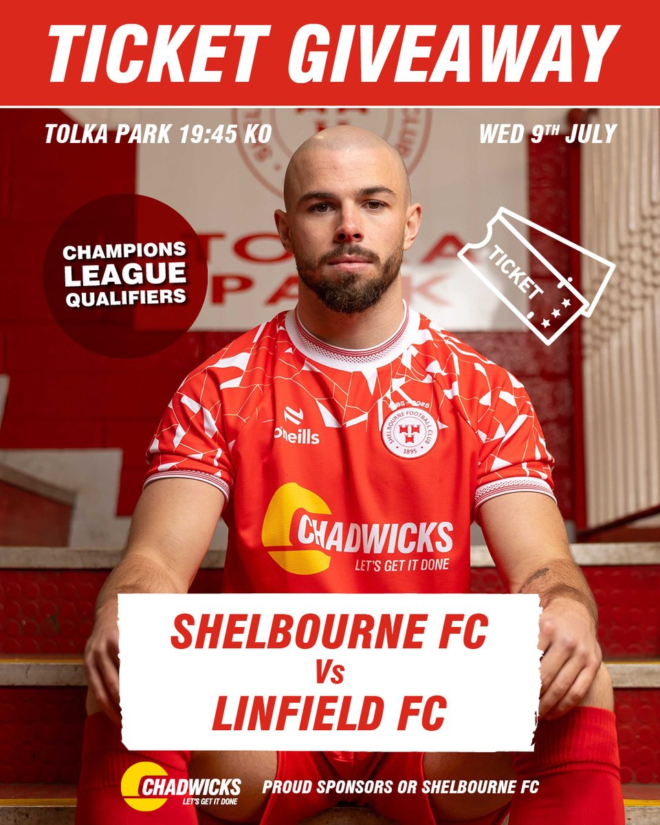 ChadwicksIE's tweet image. ποΈ GIVEAWAY! ποΈ
Win 2x tickets to the SOLD OUT Champions League Qualifier
π΄ SHELBOURNE FC π LINFIELD FC π΅
π Tolka Park
π
July 9 | π’ KO 7:45pm
To enter:
β
Like
β
RT
β
Tag a mate π
Winner announced Monday! @shelsfc
#Chadwicks #LetsGetItDone