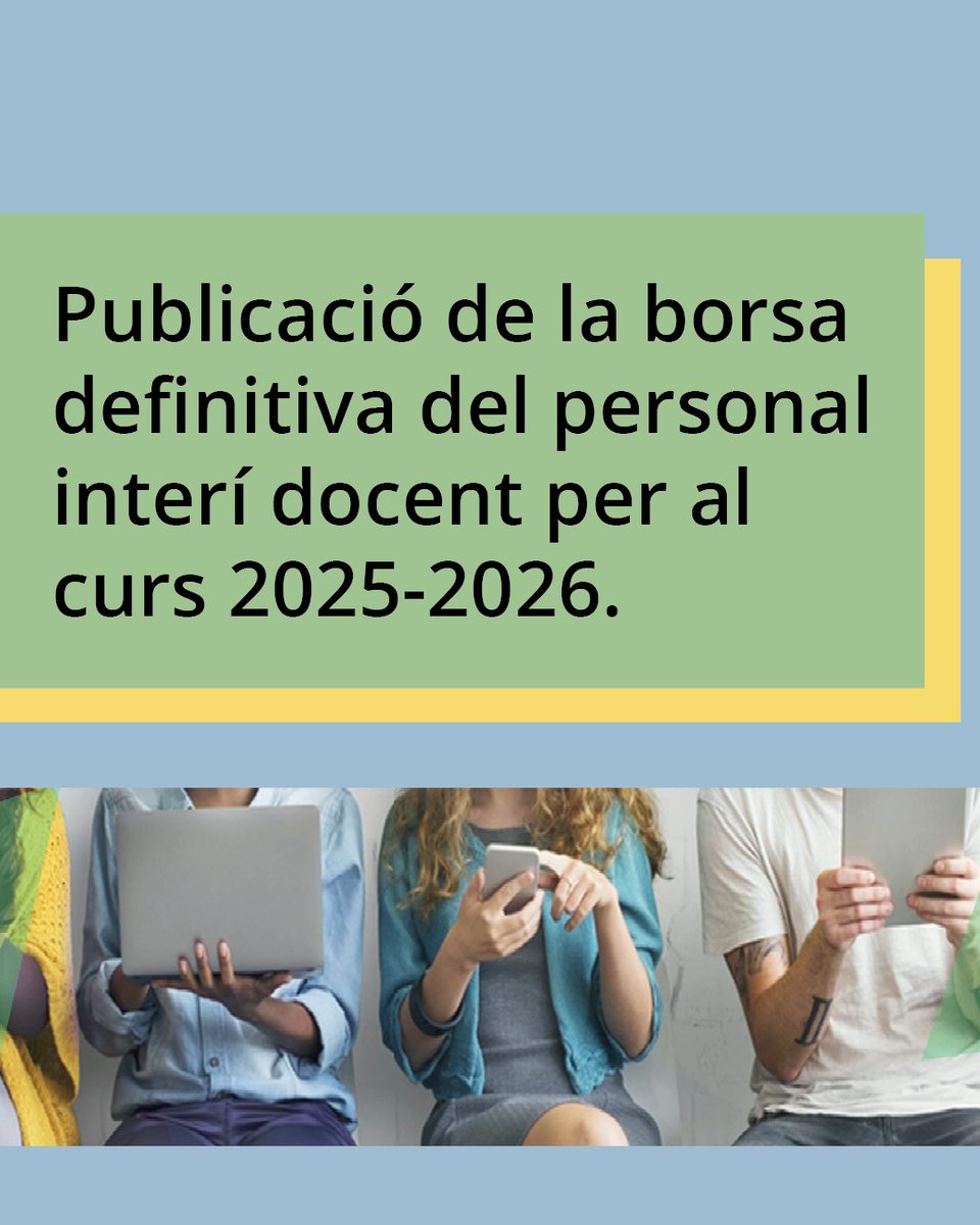 📢 Publicada la borsa definitiva de personal interí docent per al curs 2025-2026. Consulteu la informació actualitzada al següent enllaç!

🔗 educacio.gencat.cat/ca/serveis-tra…

#AlsCentres