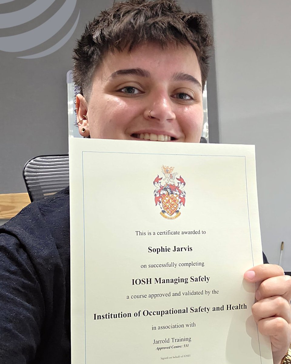 Daly (Group) Ltd (@dalygroup) on Twitter photo Sophie completed the IOSH Managing Safely course with Jarrold Training, learning to assess risks, identify hazards & investigate incidents.
With 604k injuries & 1.7M ill-health cases in 2023/24 (HSE), safety training is essential. 
#IOSH Sophie completed the IOSH Managing Safely course with Jarrold Training, learning to assess risks, identify hazards & investigate incidents.
With 604k injuries & 1.7M ill-health cases in 2023/24 (HSE), safety training is essential. 
#IOSH