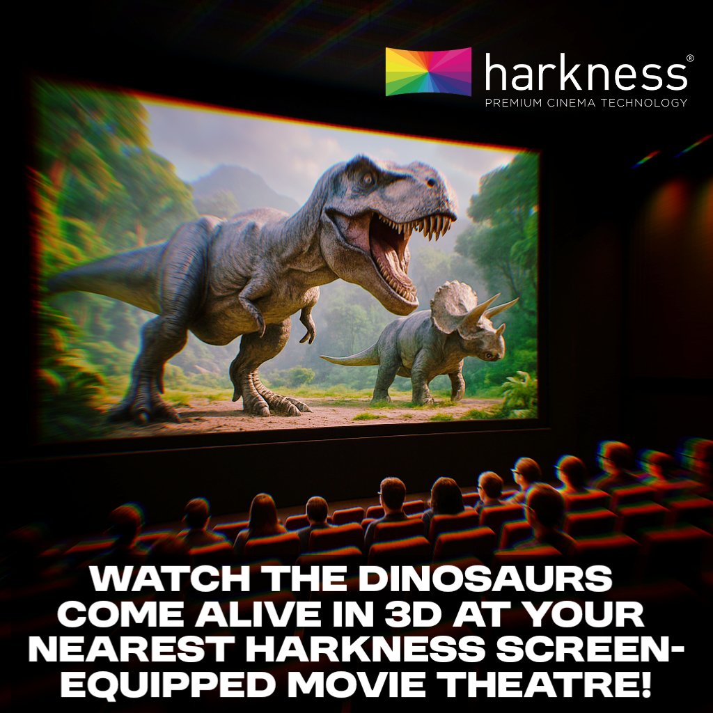 Experience the roar, the thrill, and the 3D like never before. Catch Jurassic World Rebirth at your nearest Harkness Screen-equipped theatre — where dinosaurs don’t just appear… they leap out!

#HarknessScreens #MovieMagic #Cinema