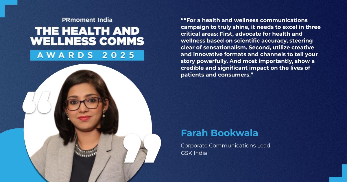 PRmoment India (@prmomentindia) on Twitter photo Welcome Farah Abbas Bookwala, corp comms lead at <a href="/GSK/">GSK</a> India. <a href="/FBookwala/">Farah Bookwala Vhora</a>
Her guidance underscores the vital role of accuracy, innovation, and real-world impact in winning campaigns.
Submit your entries to showcase your work! healthcommsawards.com
<a href="/PaarulC/">Paarul Chand</a> <a href="/monicamantri/">Monica Mantri</a> Welcome Farah Abbas Bookwala, corp comms lead at <a href="/GSK/">GSK</a> India. <a href="/FBookwala/">Farah Bookwala Vhora</a>
Her guidance underscores the vital role of accuracy, innovation, and real-world impact in winning campaigns.
Submit your entries to showcase your work! healthcommsawards.com
<a href="/PaarulC/">Paarul Chand</a> <a href="/monicamantri/">Monica Mantri</a>