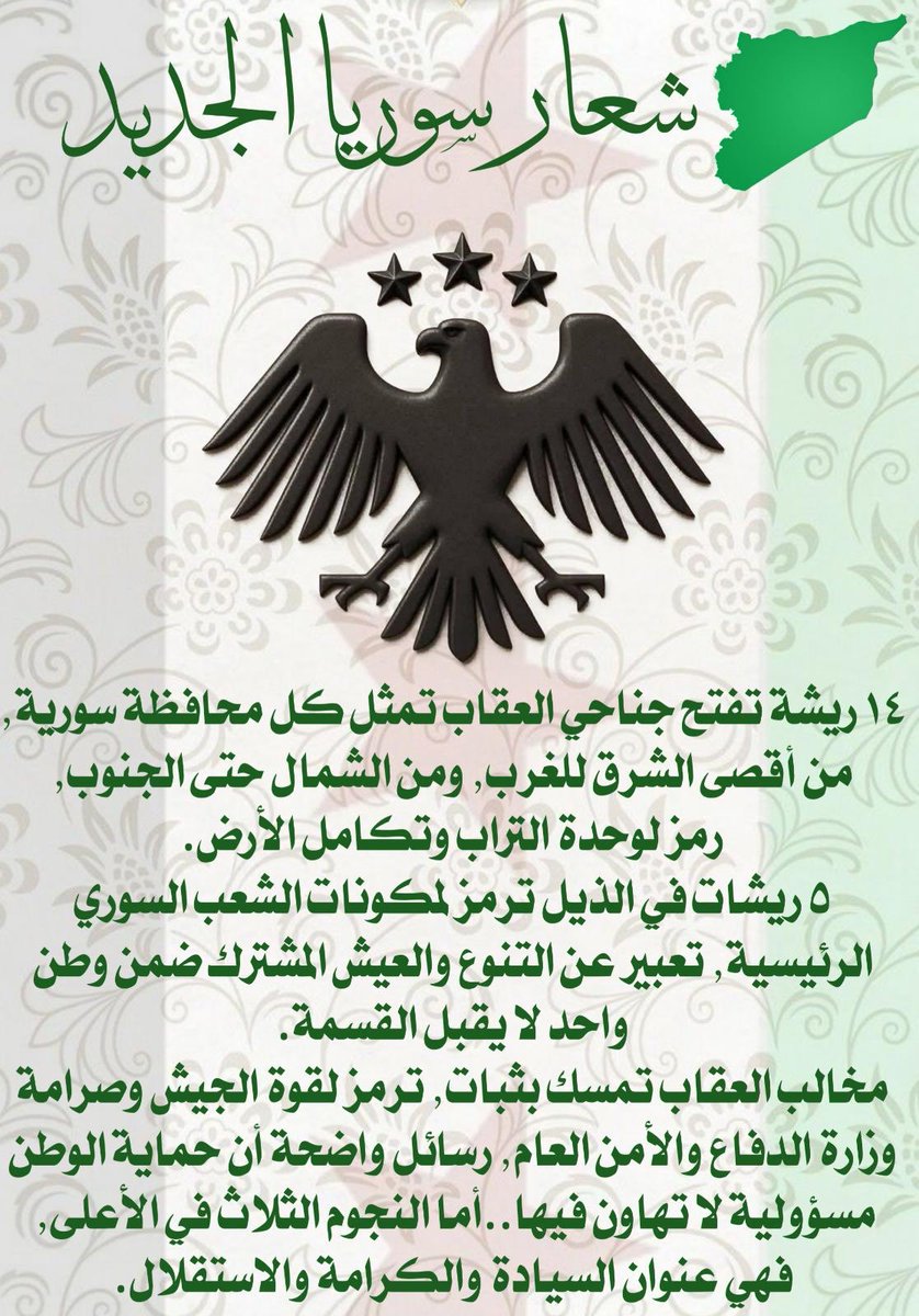 ENabuot's tweet image. اهم سمات شعار سوريا الجديد
#الجمهورية_العربية_السورية
#الجمهورية_السورية
#الهوية_السورية
#الهوية_البصرية
#الشعار
#النصر_المبين