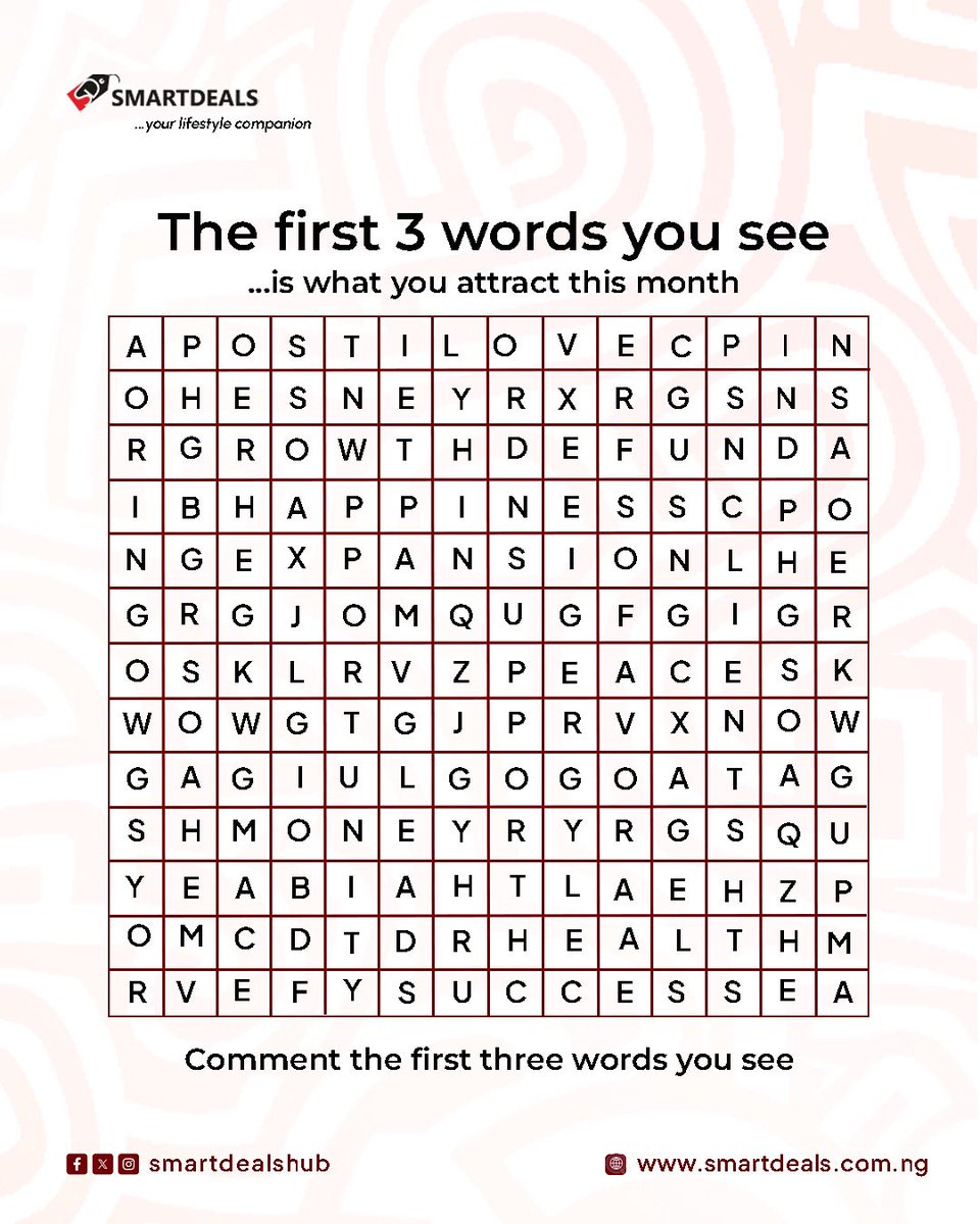 First 3 words you see = what you attract this month ✨

Comment down below what you saw, and tag a friend also😌👌

#SmartDealsHub #TweetYourVibe #JulyGoals