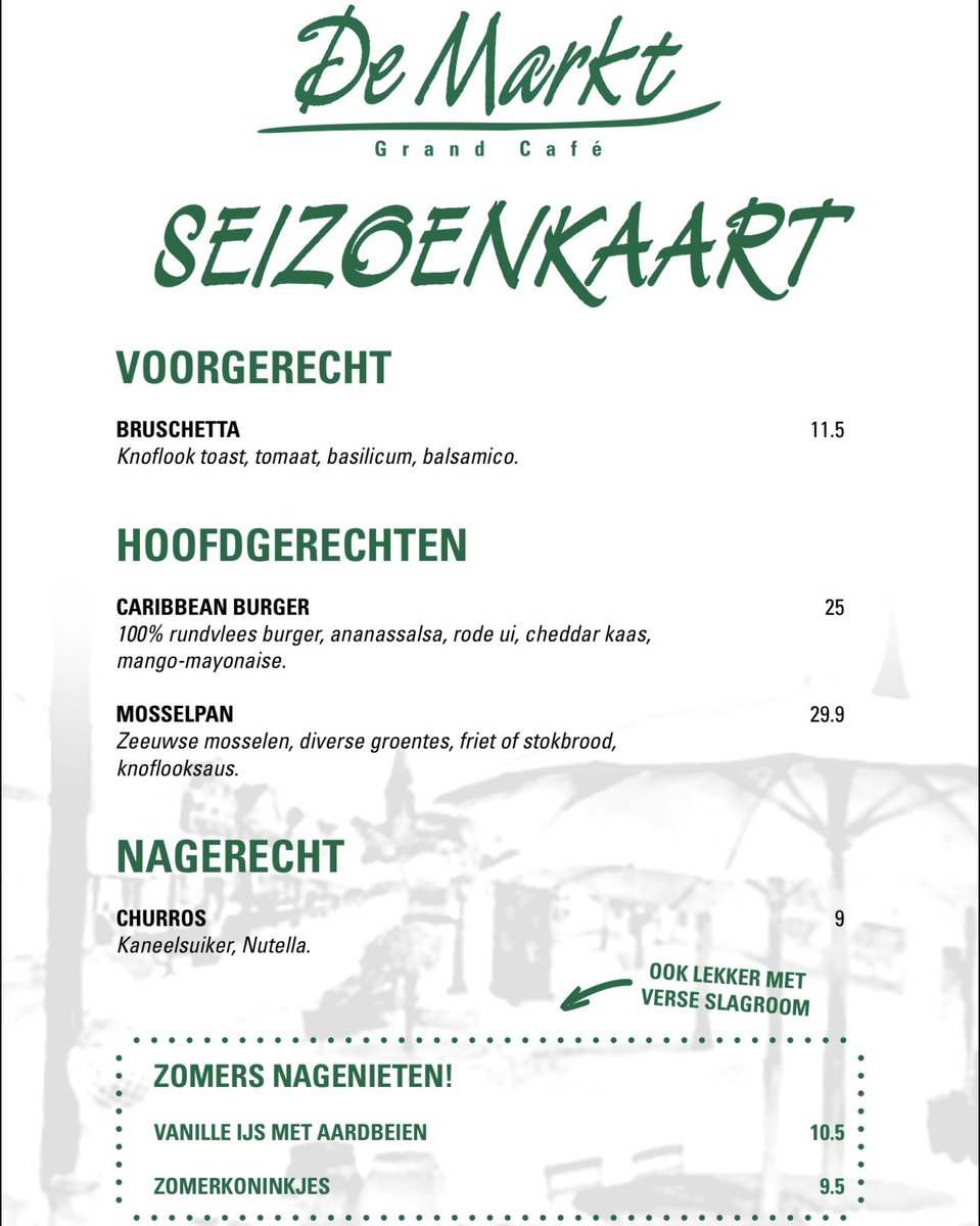 Naast onze menukaart, is er een nieuwe Seizoenkaart dus tijd voor een nieuwe Like en Deel Actie!

Gratis 🎁 👨🏼‍🍳 Seizoenmenu voor 2 personen + fles wijn 🍷 naar keuze.

Tag met wie jij dit menu samen wil komen eten.
LIKE 👍🏼 en DEEL onze Facebookpagina
Winnen = DELEN‼️