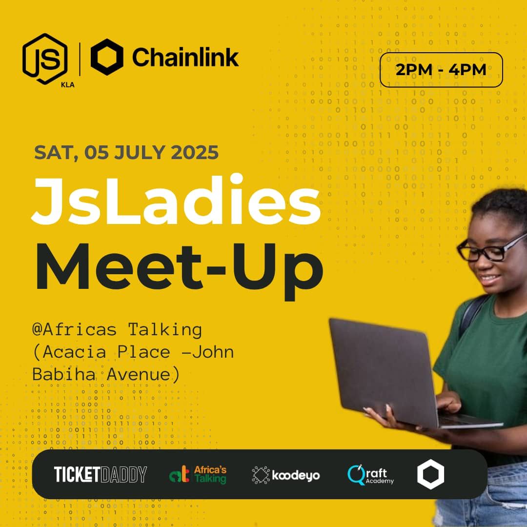 JavaScript Kampala (@jskampala) on Twitter photo FIRST-EVER JsLadies Meet-Up!💪💛
📅 Date: Sat, 05 July 2025
🕒 Time: 2PM – 4PM
📍 Venue: Africa's Talking
🎟️ Tickets ticketdaddy.io/events/830675
<a href="/chainlink/">Chainlink</a> <a href="/ticketdaddy_/">Ticketdaddy</a> <a href="/Africastalking/">Africa's Talking</a> <a href="/koodeyoug/">Koodeyo</a> <a href="/QraftAcademy/">Qraft Academy</a>
#JsLadies #JSKLA #Chainlink #WomenWhoCode #AfricaTech #JavaScript FIRST-EVER JsLadies Meet-Up!💪💛
📅 Date: Sat, 05 July 2025
🕒 Time: 2PM – 4PM
📍 Venue: Africa's Talking
🎟️ Tickets ticketdaddy.io/events/830675
<a href="/chainlink/">Chainlink</a> <a href="/ticketdaddy_/">Ticketdaddy</a> <a href="/Africastalking/">Africa's Talking</a> <a href="/koodeyoug/">Koodeyo</a> <a href="/QraftAcademy/">Qraft Academy</a>
#JsLadies #JSKLA #Chainlink #WomenWhoCode #AfricaTech #JavaScript