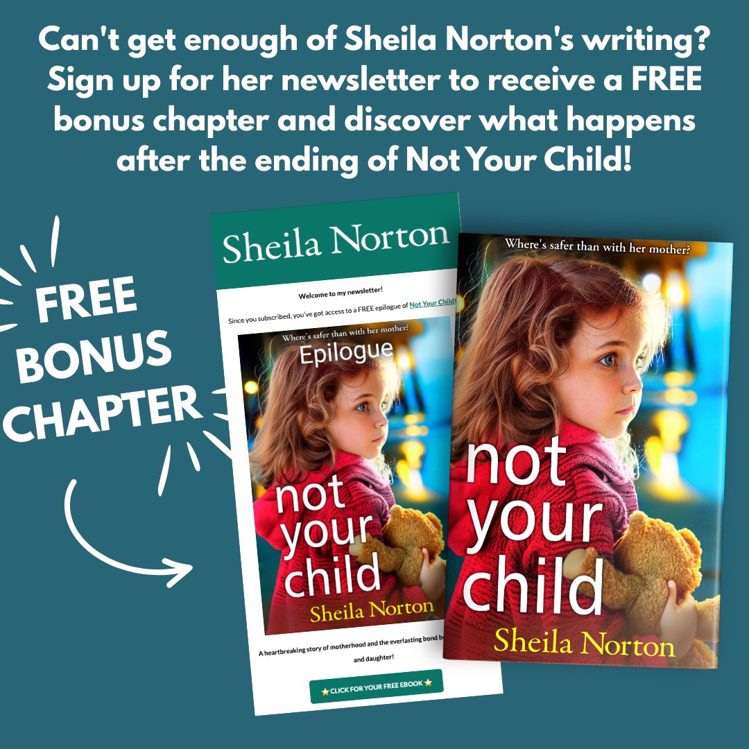 BoldwoodBooks's tweet photo. Desperate to find out what happens after the end of #NotYourChild? ๐๐งธ Sign up to Sheila Norton's newsletter for a FREE bonus chapter! Don't miss outโsign up now: https://t.co/0uP8GrSzXg ๐ https://t.co/LJTzNVtVdq