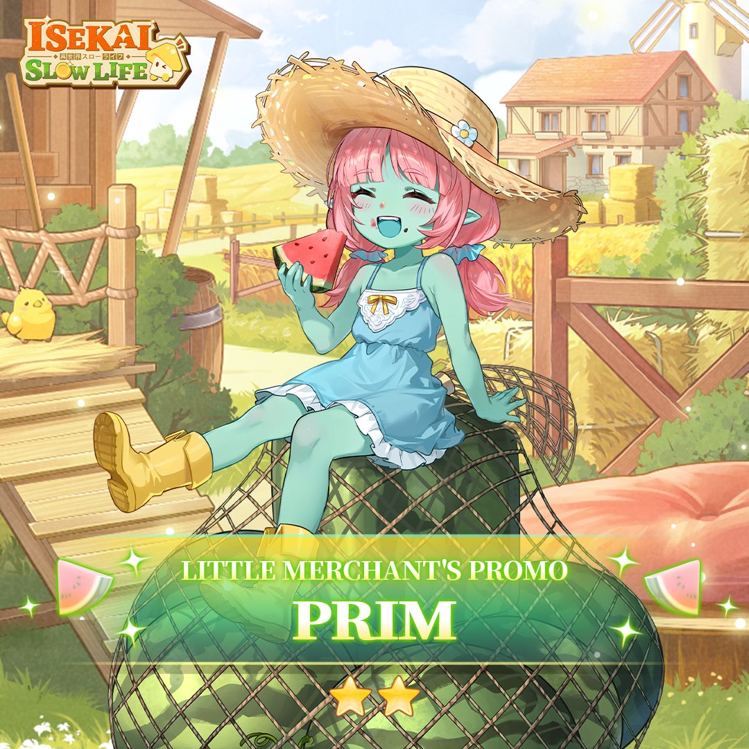 〓New Costume┃Fellow┃Prim_ Little Merchant's Promo〓
Prim ate a piece of sweet watermelon and that solved a big problem that had been bothering her, regaining her cute smile.