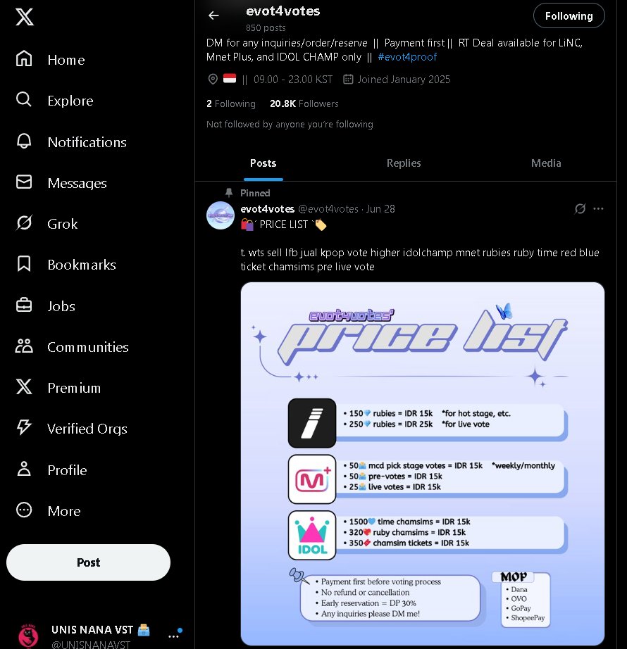 UNIS NANA VST 🗳️ tweet media