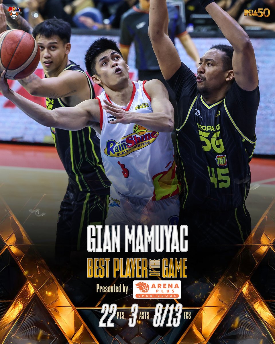 Gian Mamuyac is the ArenaPlus BPG.

#PBAAngatAngLaban