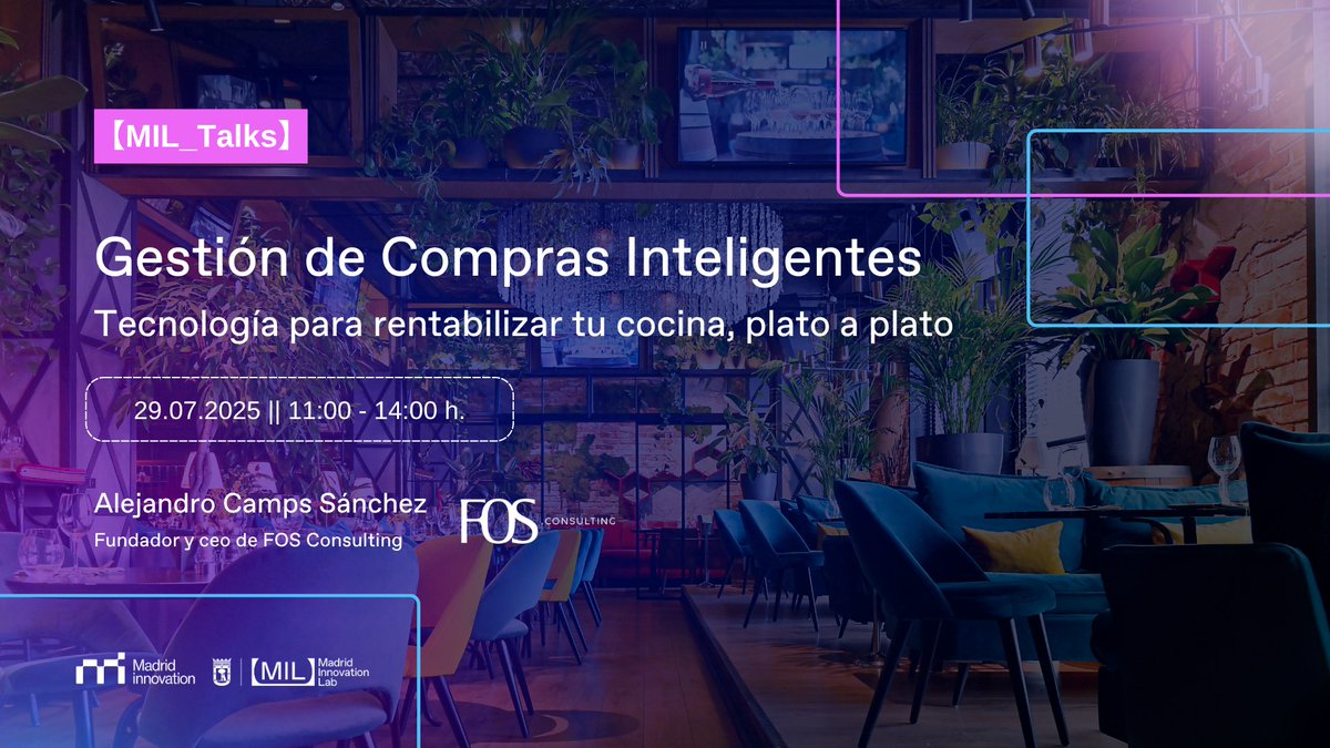 ¿Ganas dinero con cada plato? 🍽️

Aprende a usar la tecnología para calcular márgenes, reducir mermas y automatizar tus compras.

📅 29 julio
🕚 11–14 h
📍 MIL
🎙️ Con Alejandro Camps (FOS Consulting)

🔗 milmadrid.es/event/gestion-…

#IA #Restauración #GastronomíaInteligente #HORECA