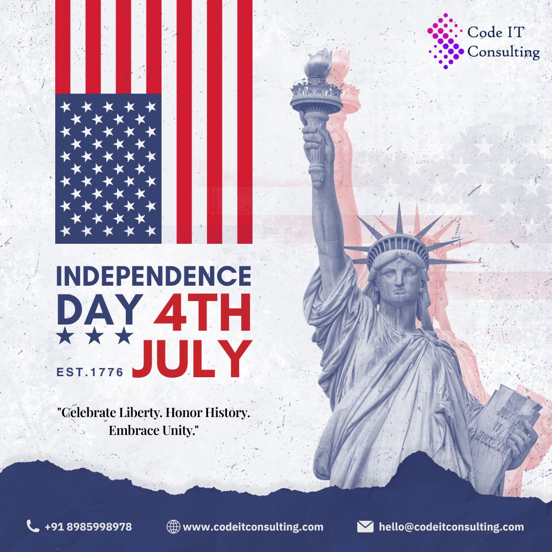 CodeIT_co's tweet image. 🎆 Happy 4th of July!
 Celebrating freedom, innovation, and the spirit of progress 🇺🇸
 We’re building global tech with purpose.
 🌐 codeitconsulting.co.in | 📞 +91 8985998978
 #IndependenceDay2025 #CodeITConsulting #4thOfJuly #TechWithPurpose
