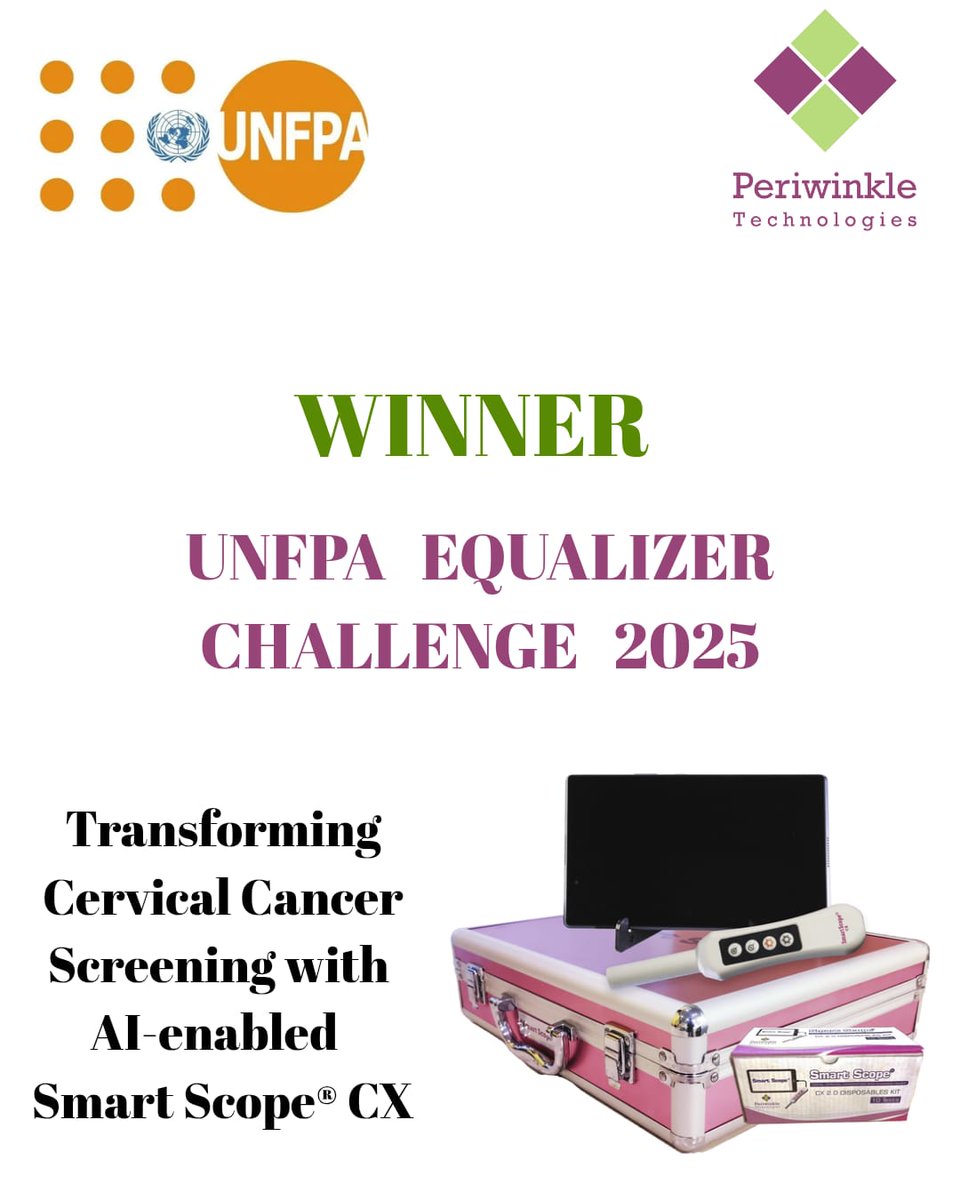 Proud to announce that Periwinkle Technologies' Smart Scope® CX has been selected as a winner of the United Nations Population Fund (<a href="/UNFPA/">UNFPA</a>)  Equalizer Challenge!
This recognition fuels our mission to scale access to life-saving cervical cancer screening for every woman in the